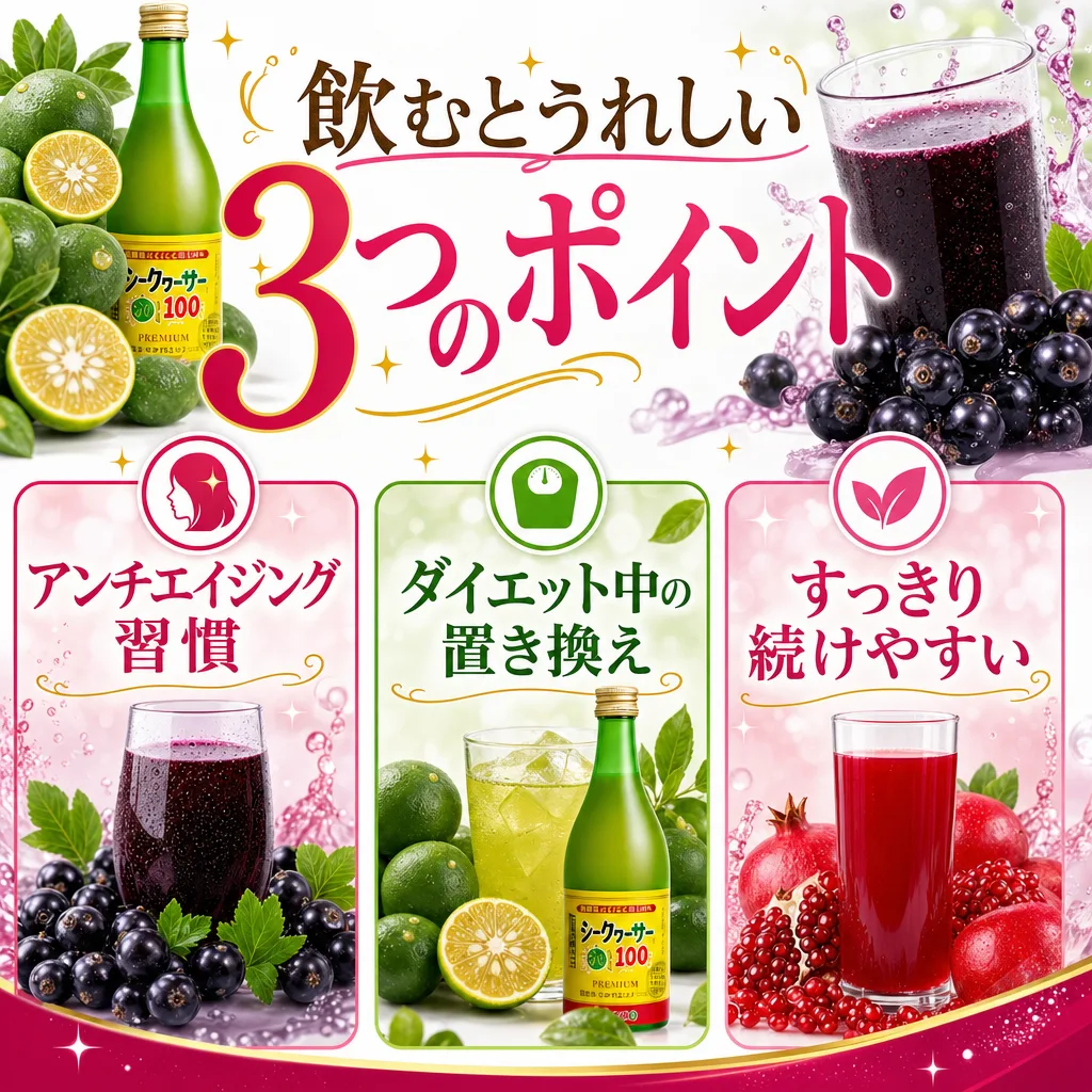 飲むとうれしい3つのポイント アンチエイジング習慣 ダイエット中の置き換え すっきり続けやすい